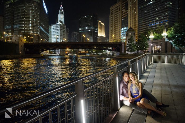 best chicago engagement photographer at night