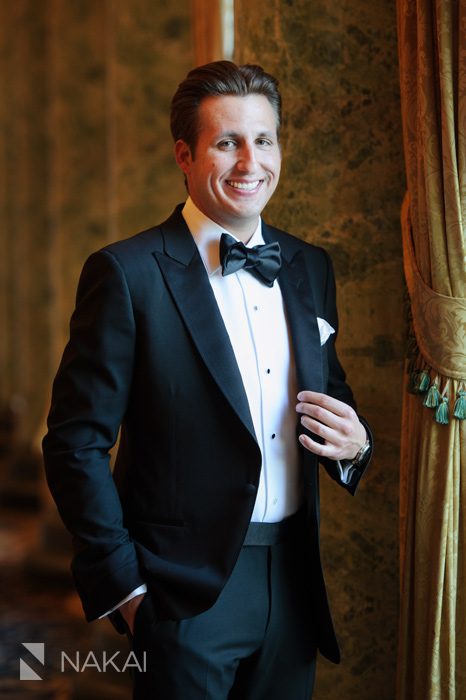 chicago luxury wedding photographer groom getting ready drake hotel