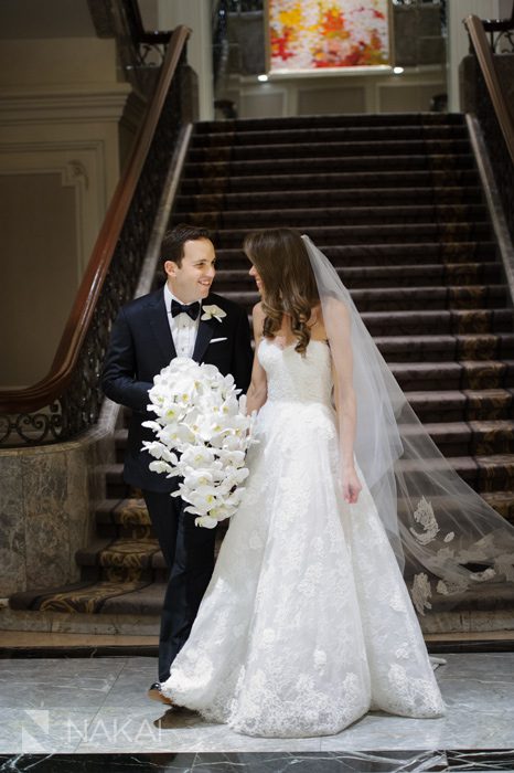 four seasons chicago wedding photographer photos staircase