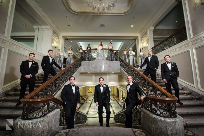 four seasons chicago wedding photographer pictures staircase