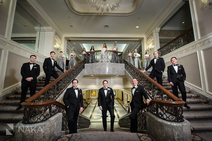 four seasons chicago wedding photographer pictures staircase