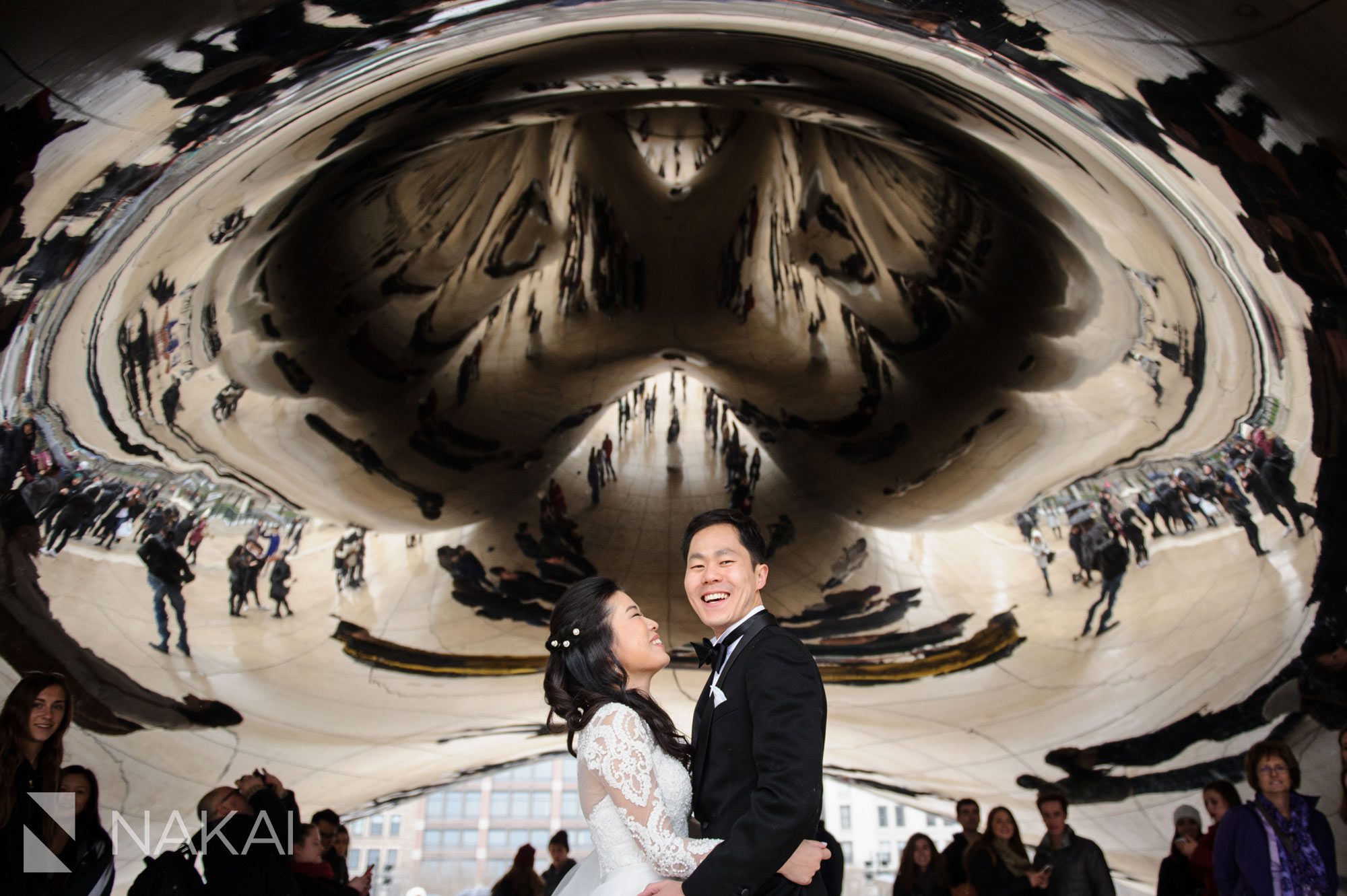 Chicago wedding photo under the bean