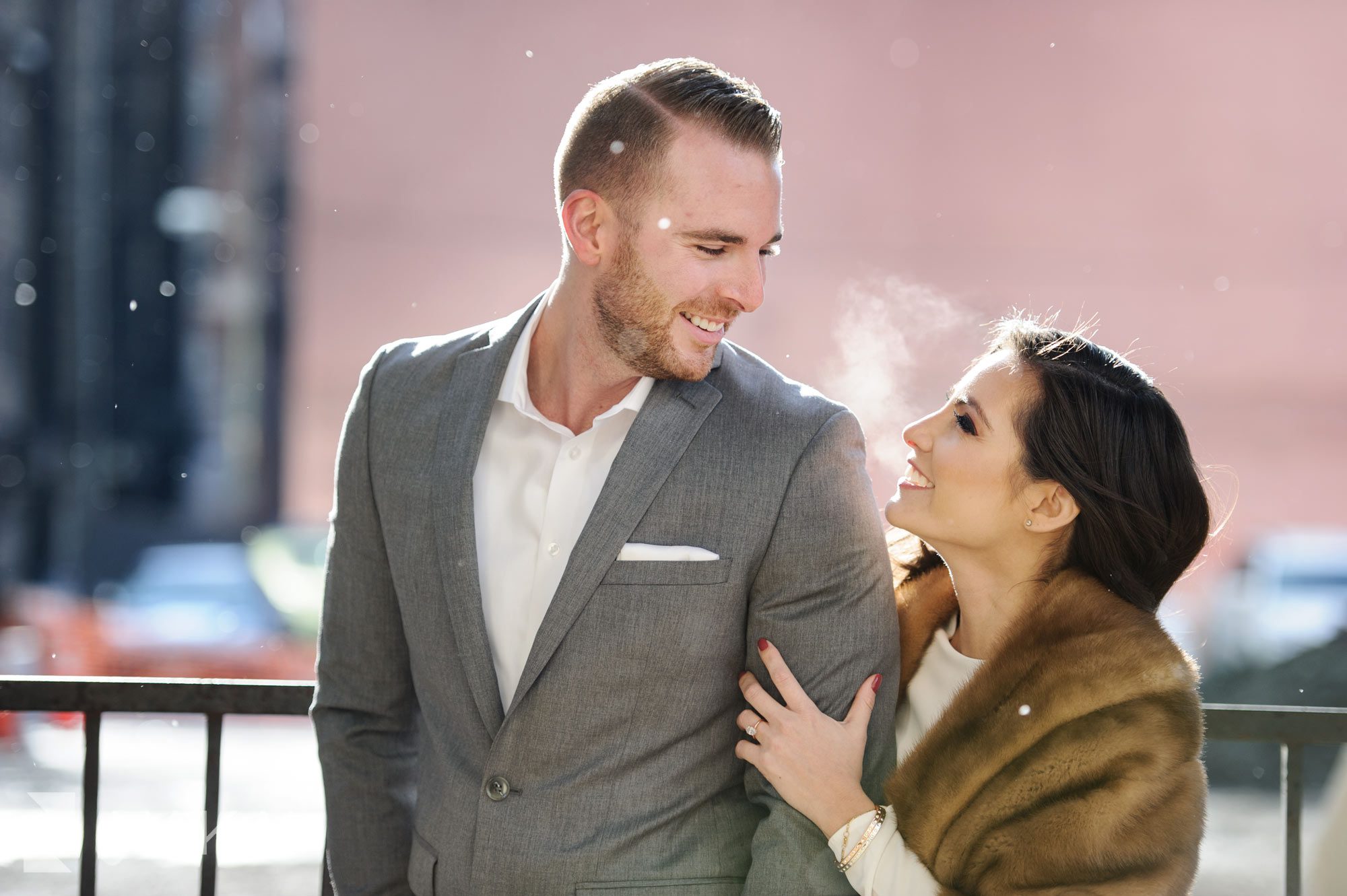 Chicago winter engagement session photography snow