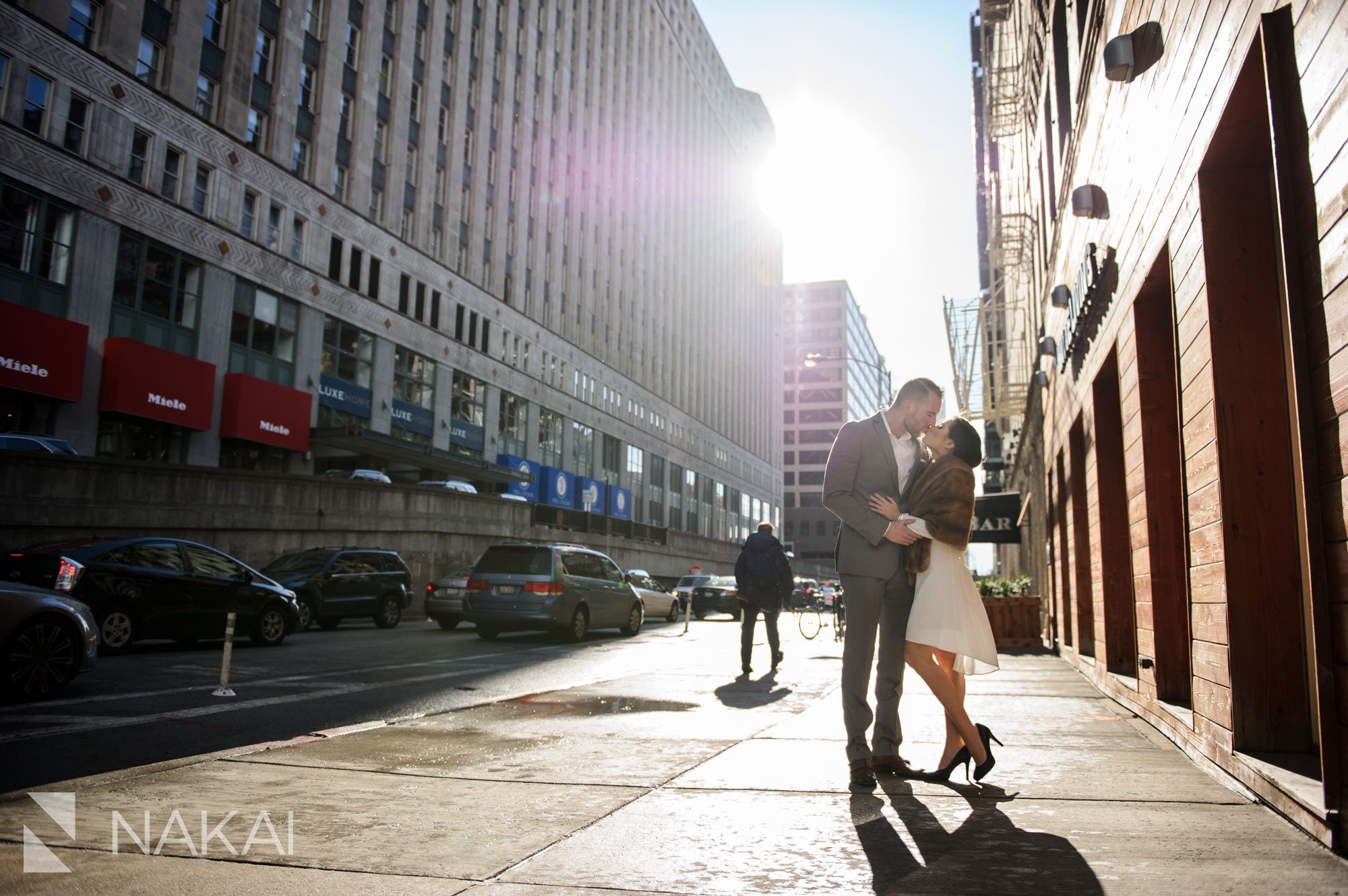 Chicago winter engagement session photography snow