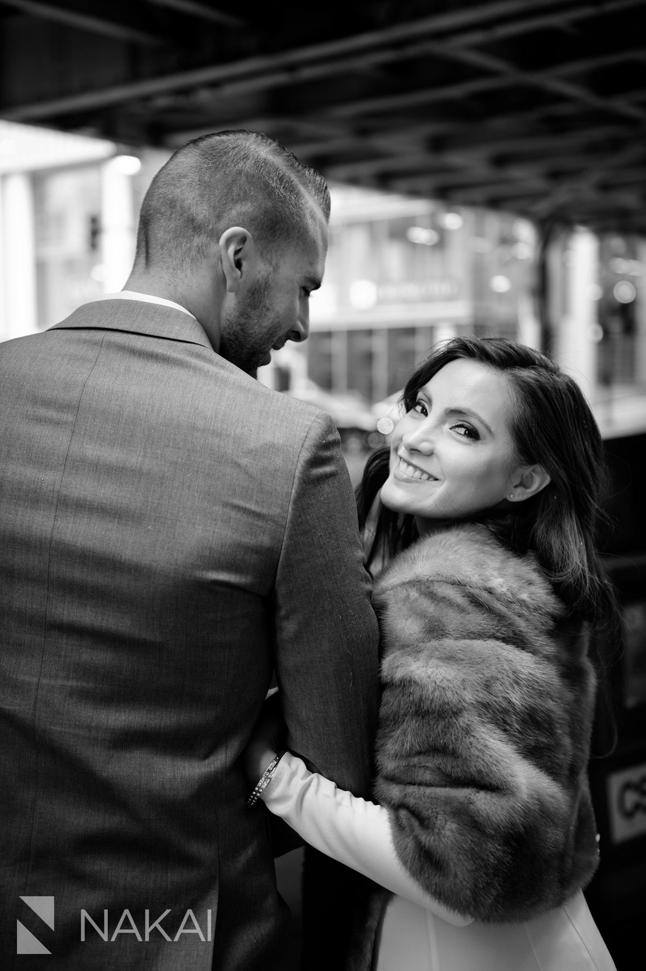 Chicago winter engagement photographer snow