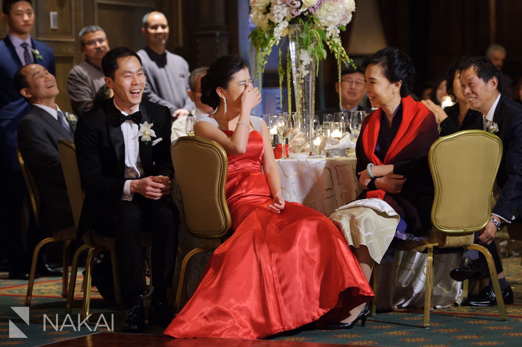 intercontinental magnificent mile wedding photo chicago hall of lions reception