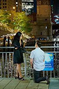 Chicago Riverwalk proposal at night time