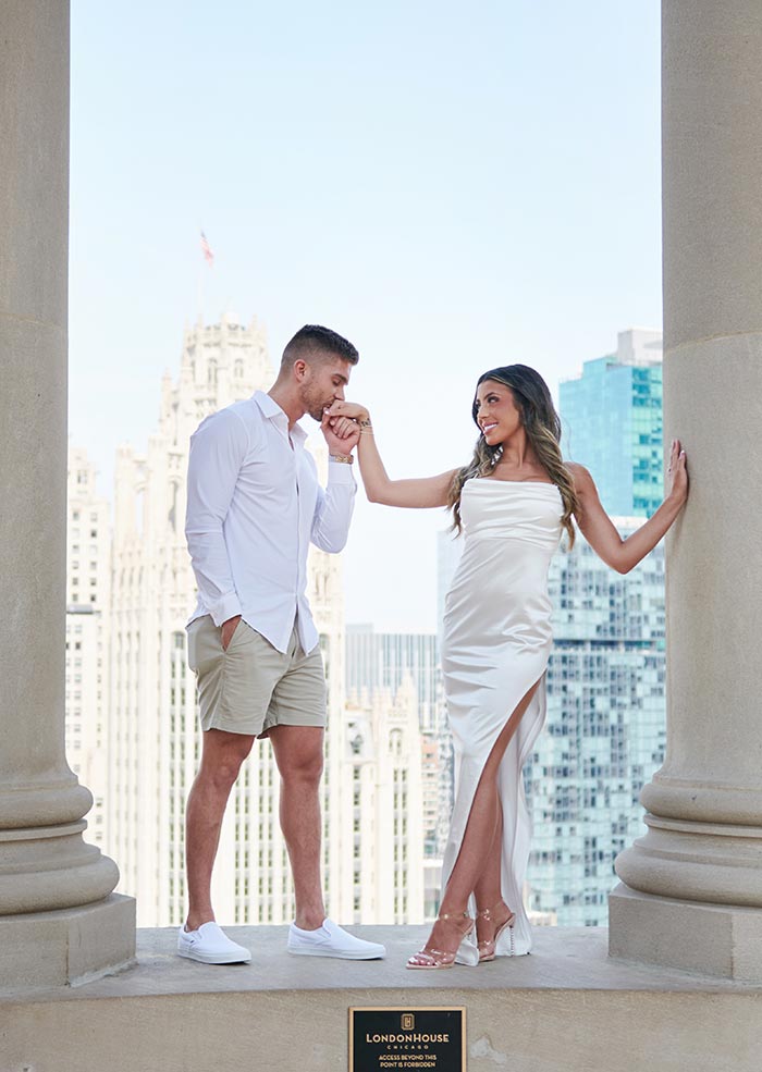 londonhouse cupola proposal chicago rooftop kissing hand