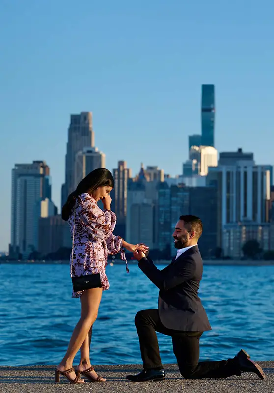 proposal photographer chicago at North Avenue Beach