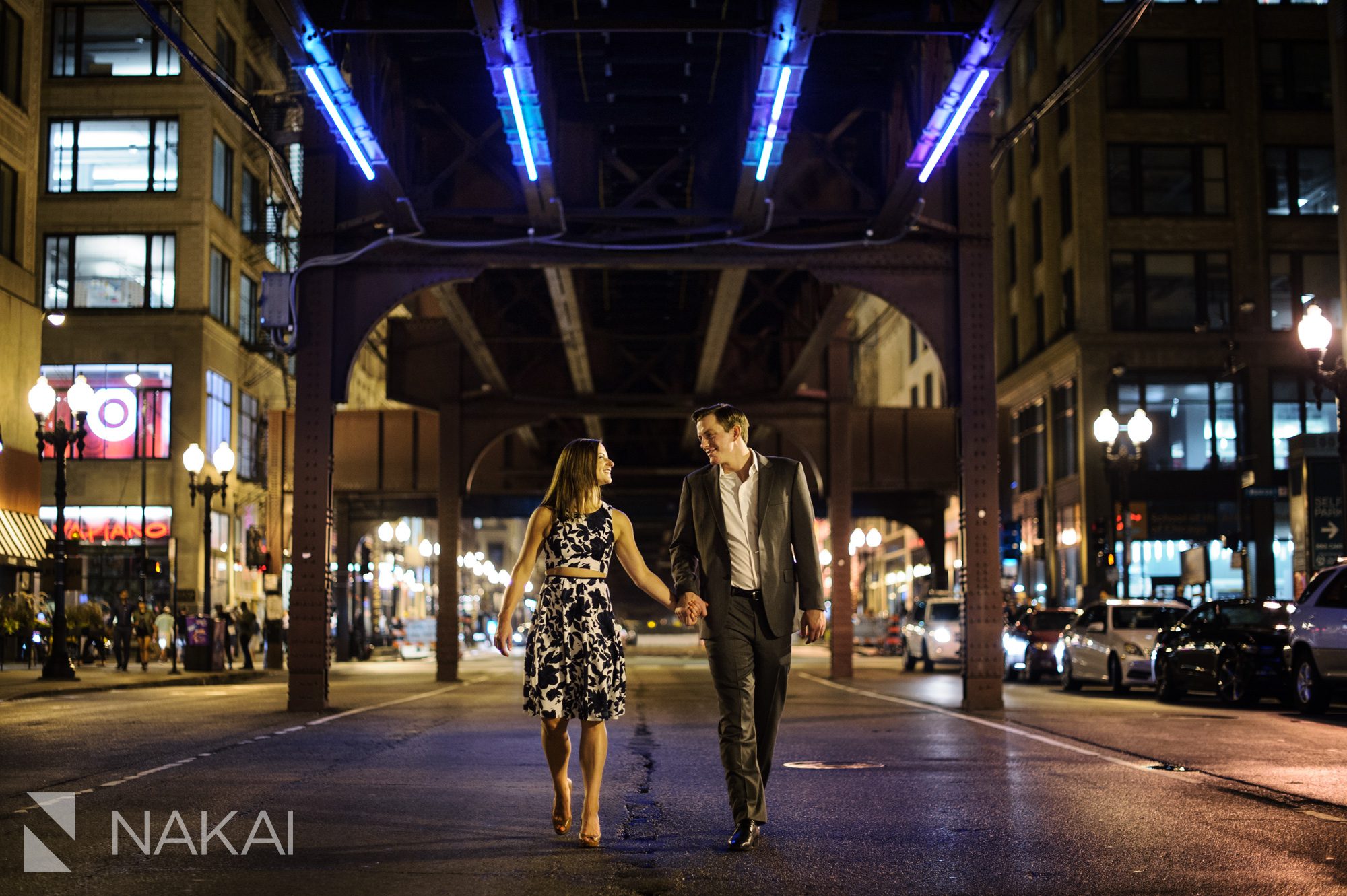 night time best chicago engagement photographer