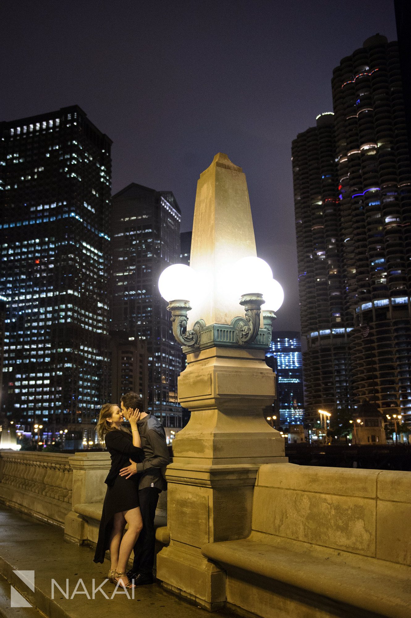 creative chicago engagement picture river walk