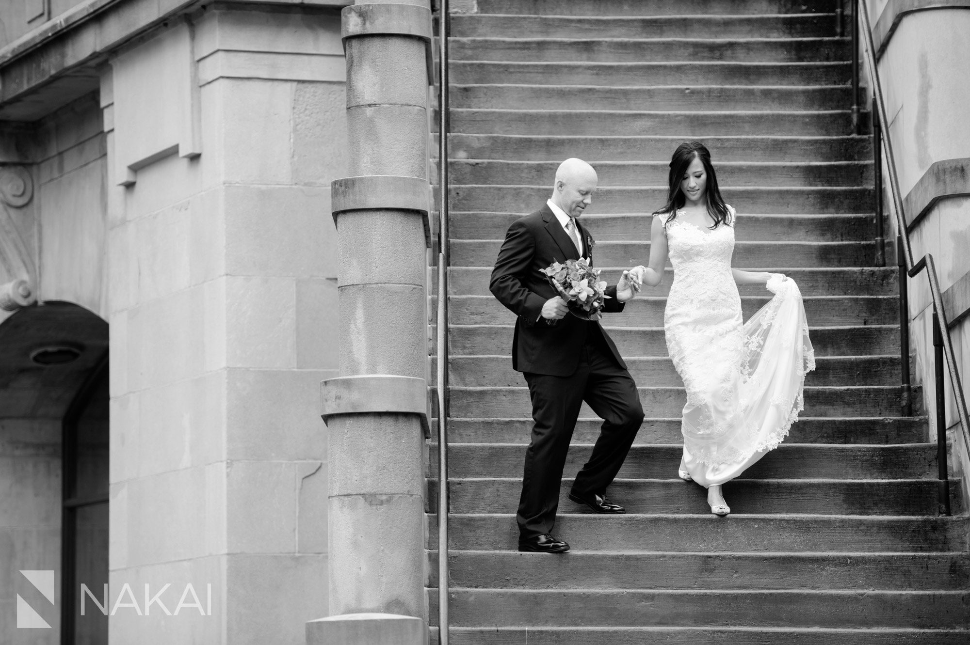 chicago river walk wedding photos bride groom