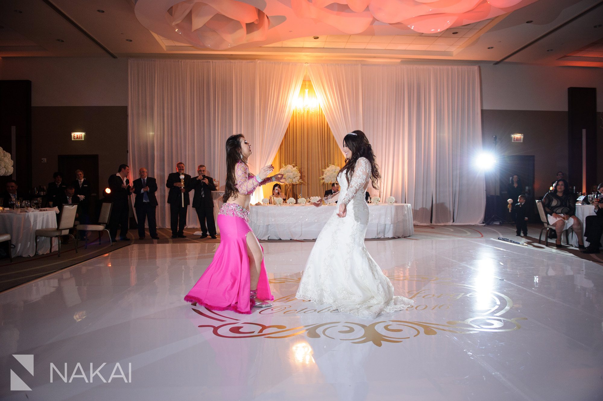 loews chicago ohare wedding reception photo belly dancers assyrian