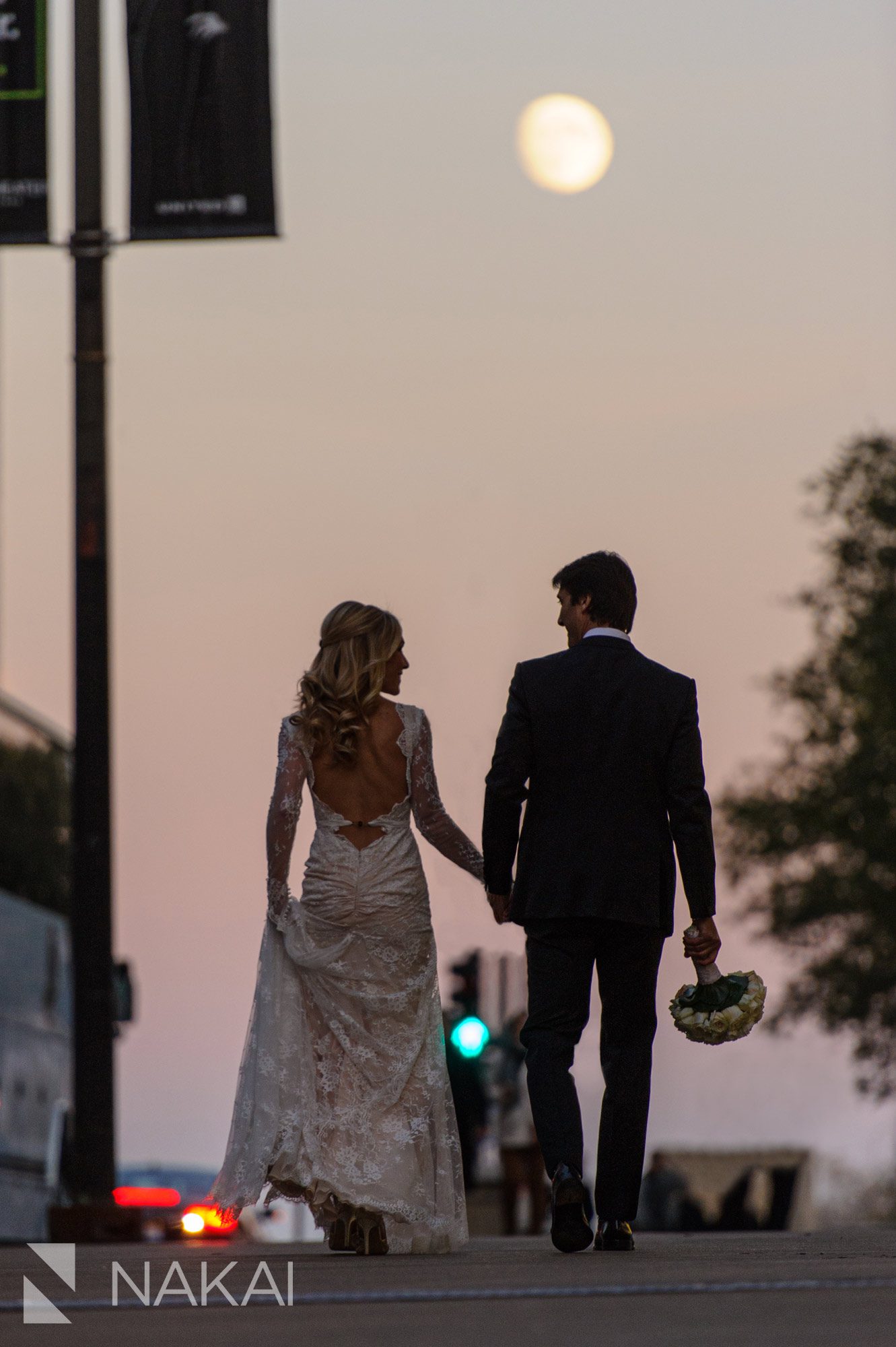 fall wedding picture supermoon Chicago photographer