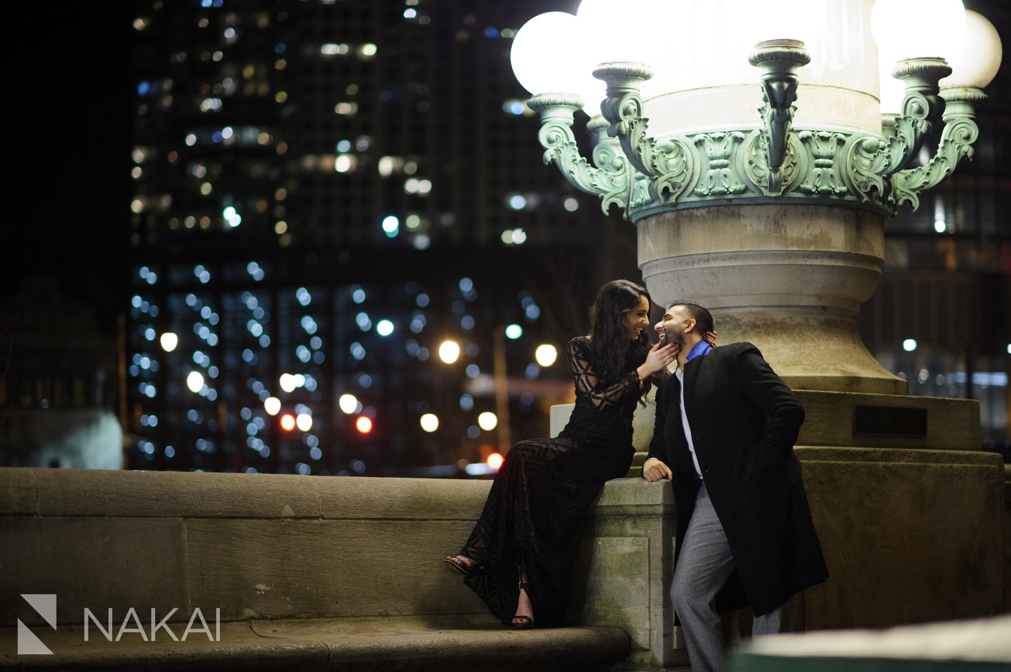 best engagement locations chicago night time photos