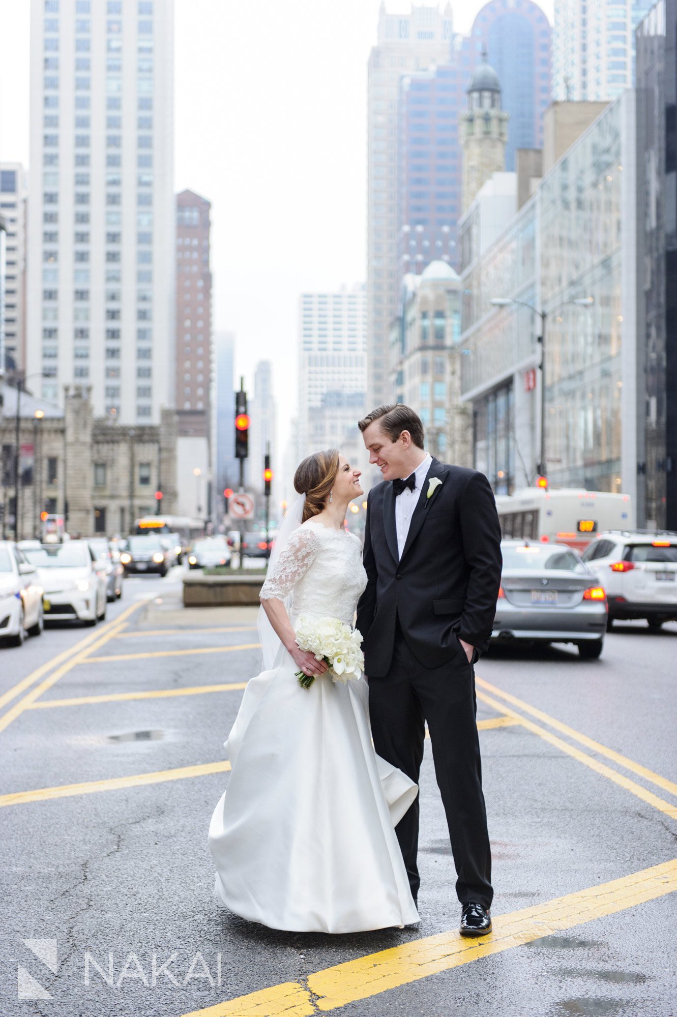Michigan avenue wedding photographer Chicago luxury bride groom