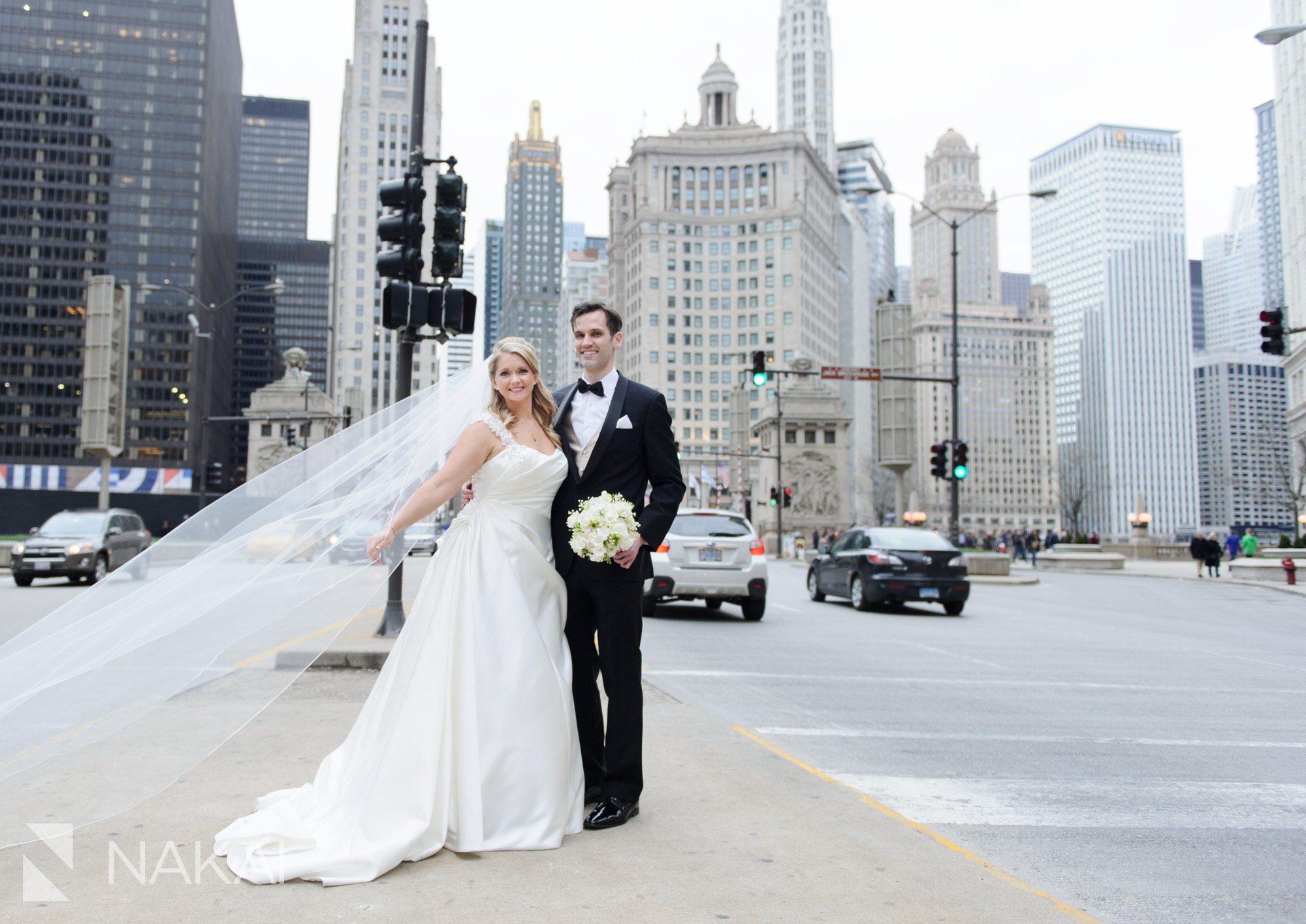 Michigan ave Chicago wedding photographer magnificent mile