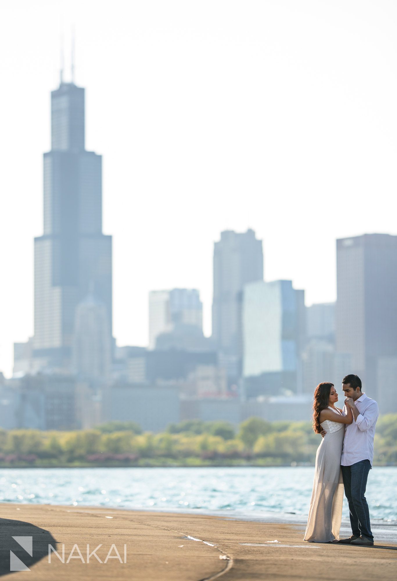best Chicago engagement spot photos Adler planetarium skyline