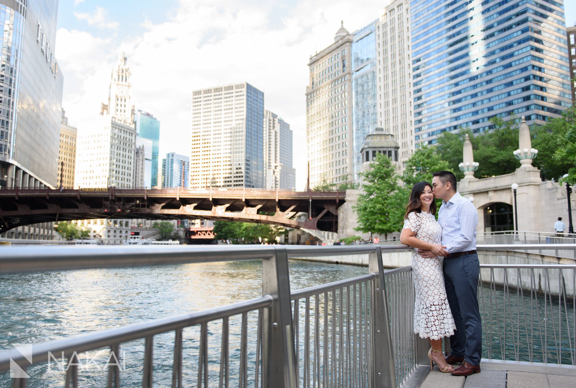riverwalk top Chicago engagement picture spot