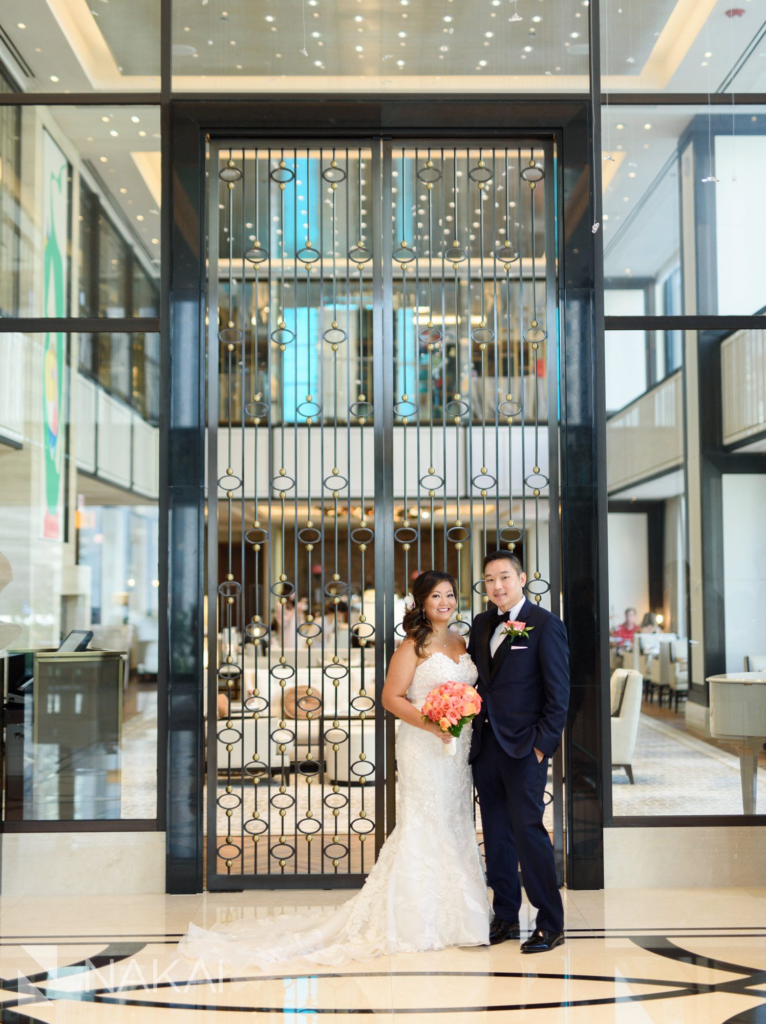 Langham Chicago wedding photos lobby asian