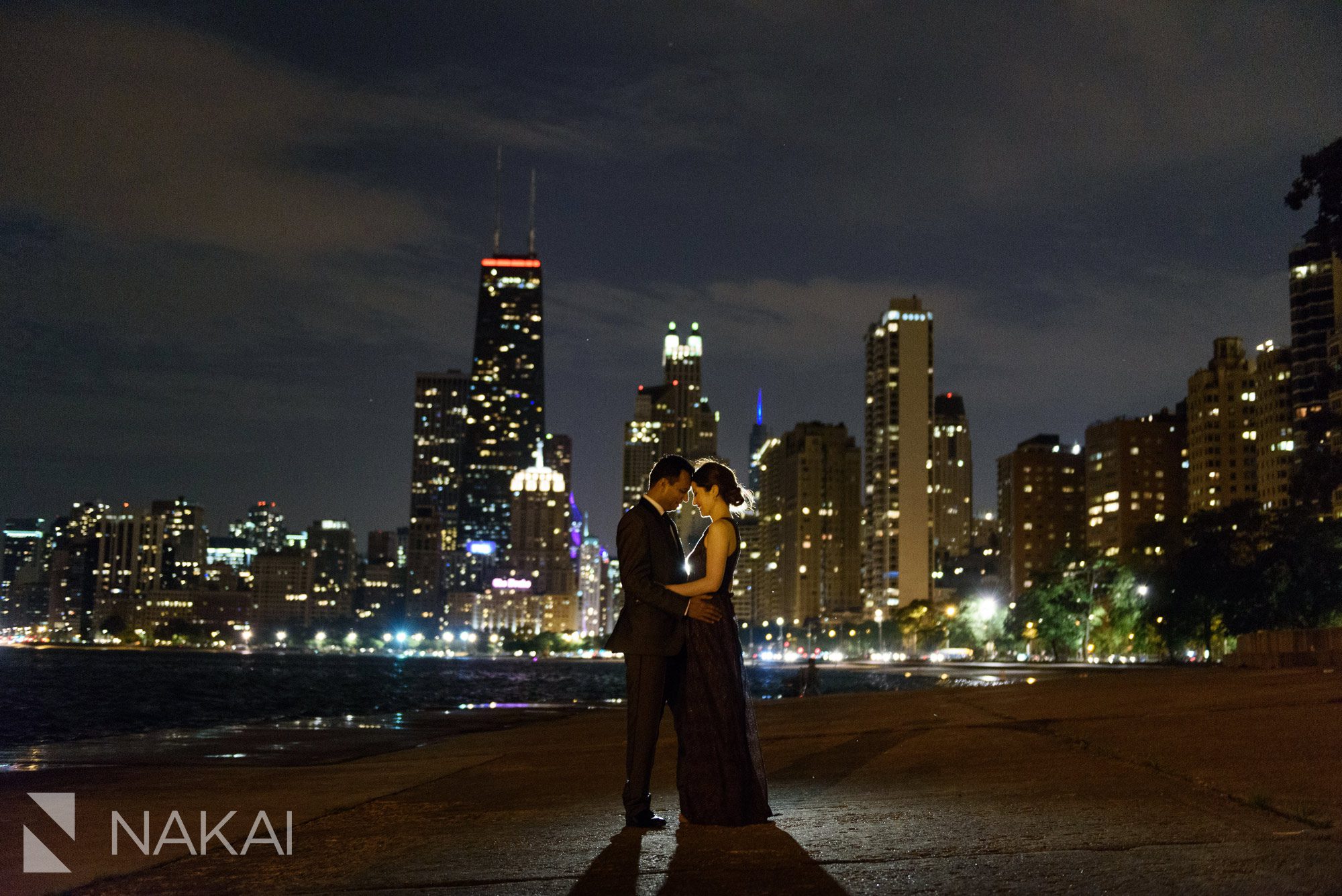 amazing Chicago engagement photos night time