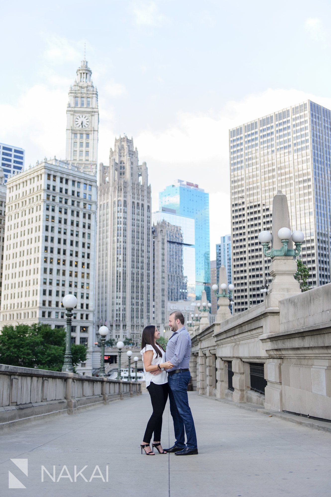 downtown Chicago engagement photo riverwalk