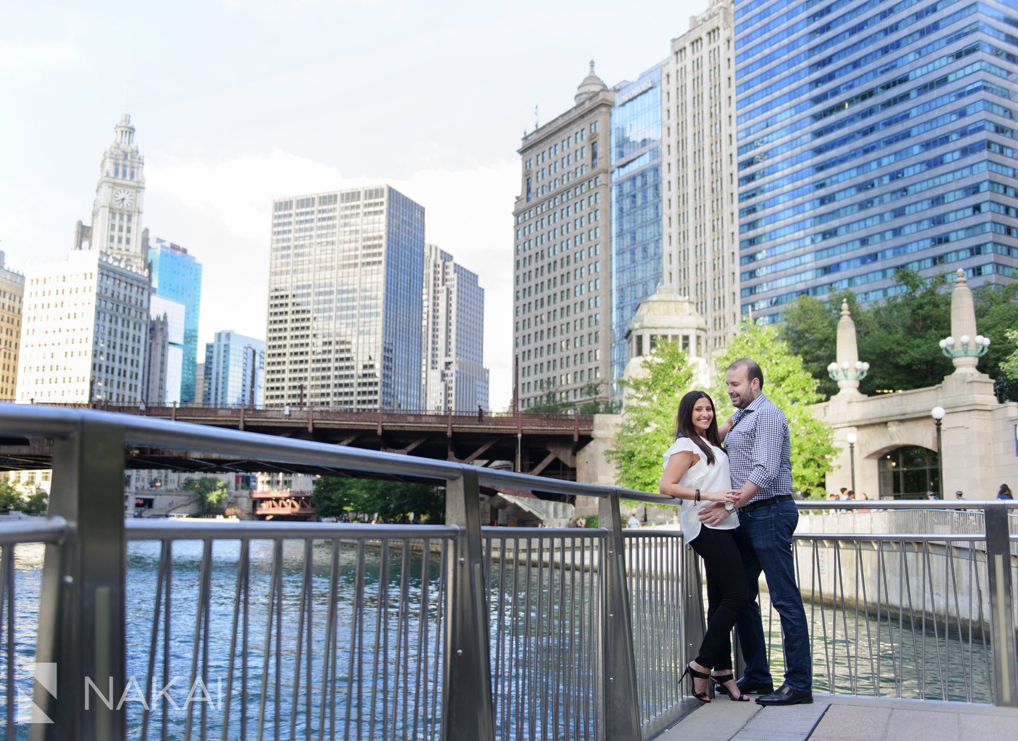 downtown Chicago engagement photo riverwalk