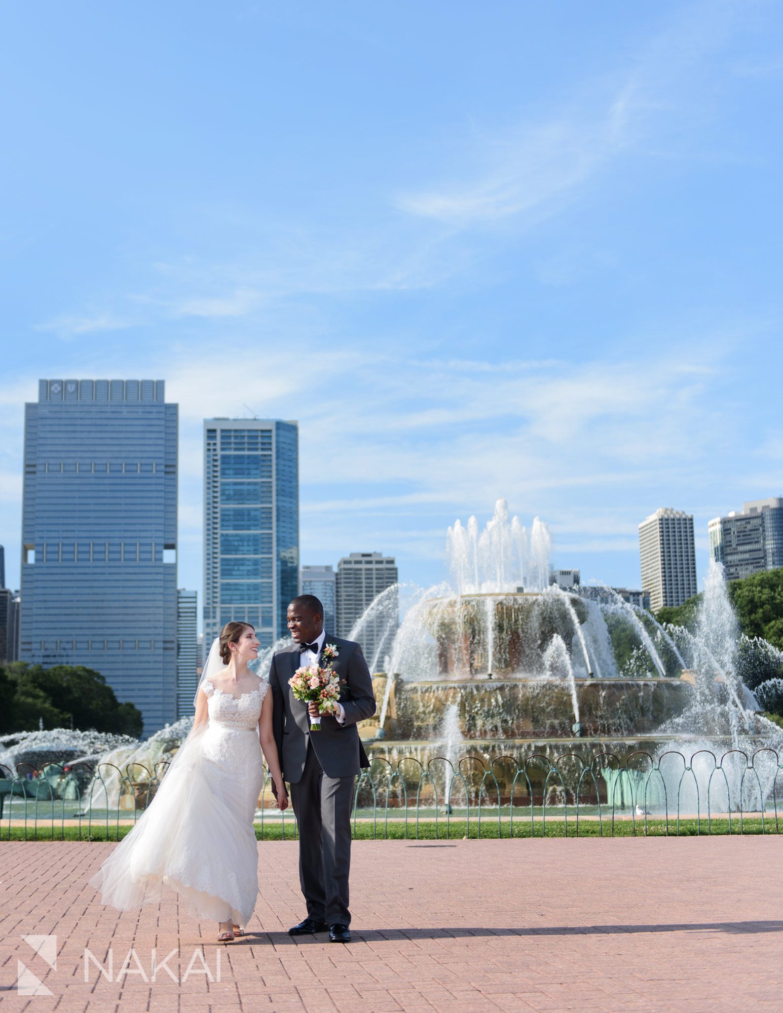 Buckingham fountain wedding photographer summer