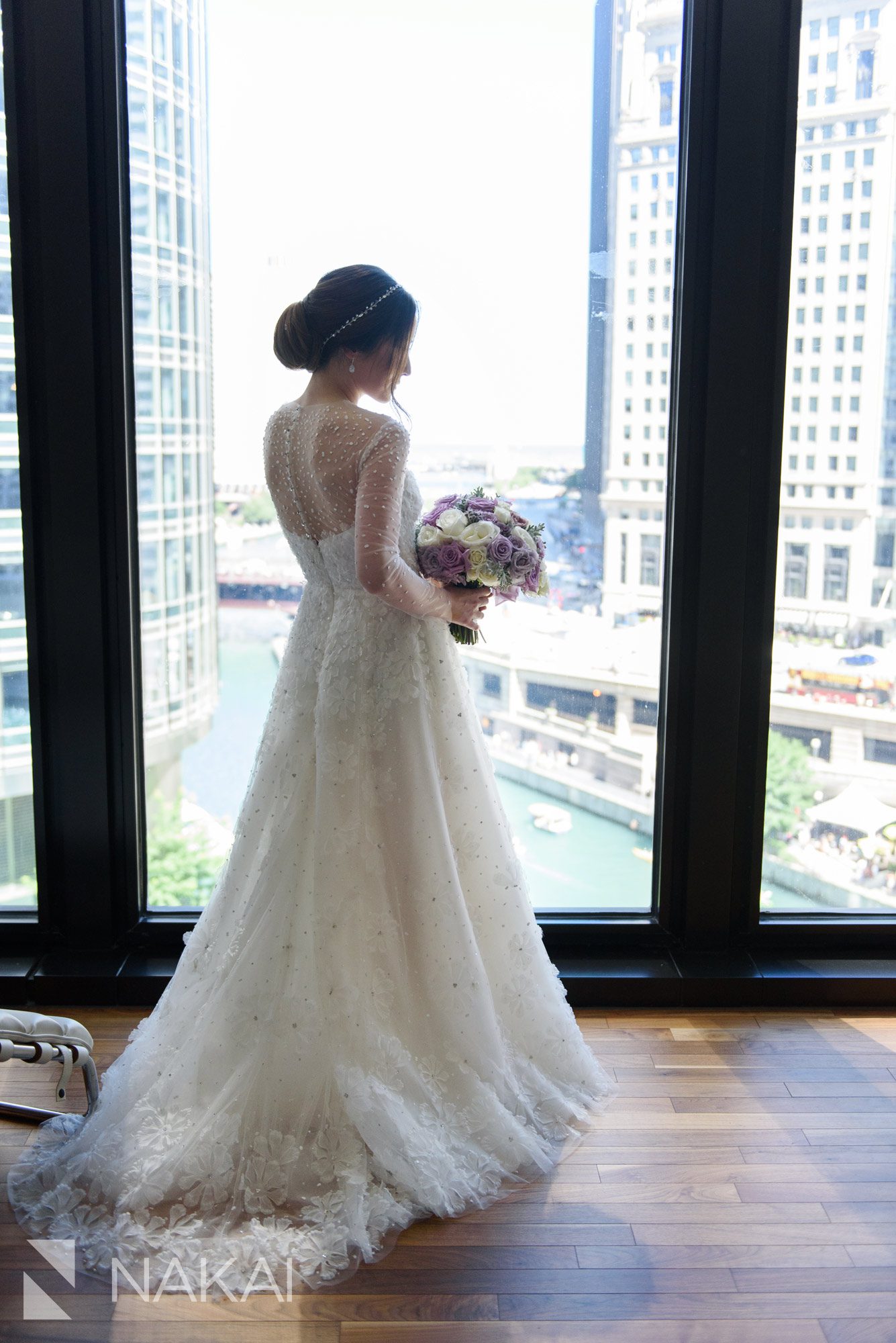 getting ready Chicago Langham wedding photos 