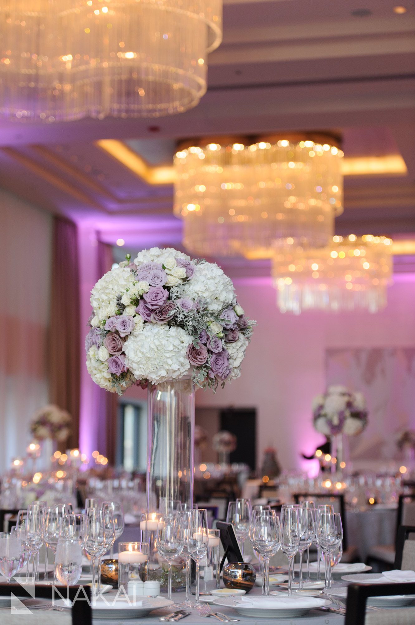 langham Chicago wedding reception photo purple white