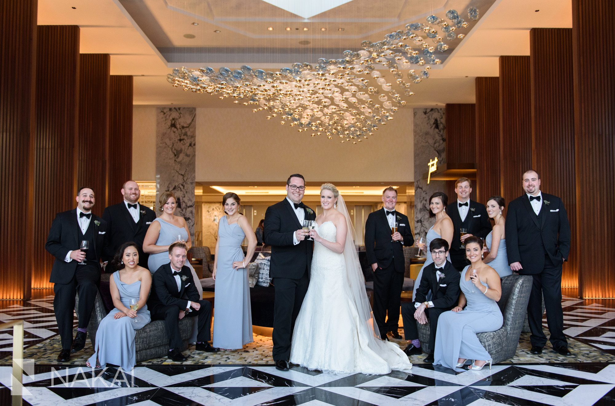 ritz Carlton Chicago wedding photos remodeled renovation lobby bridal party