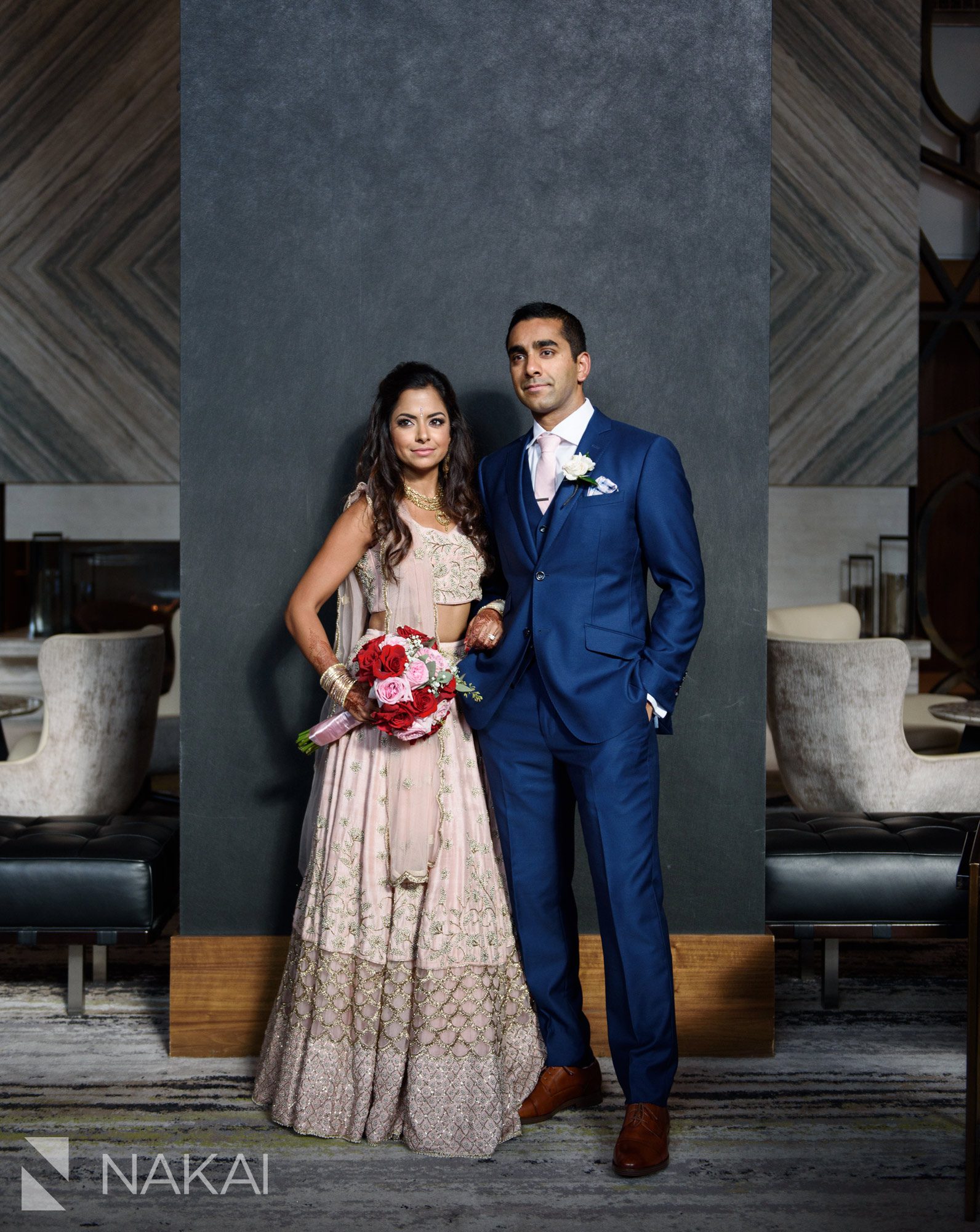 Loews Chicago wedding photos lobby Indian wedding