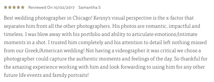 best Chicago wedding photographer review the knot yelp