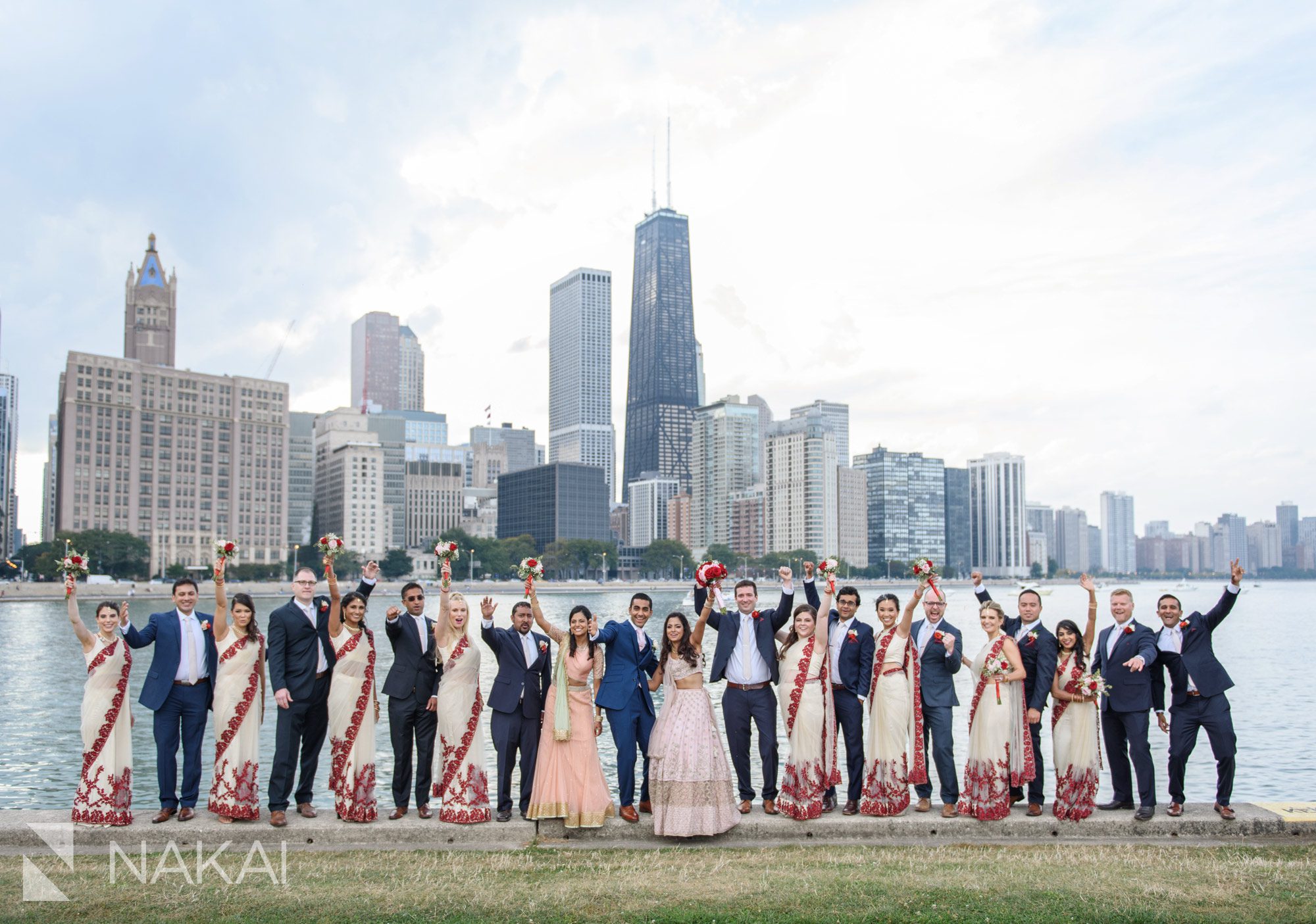 chicago Indian wedding photos olive park bridal party