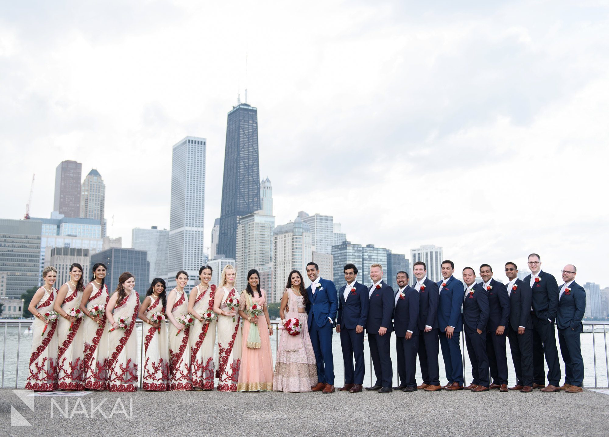 chicago Indian wedding photographer olive park bridal party