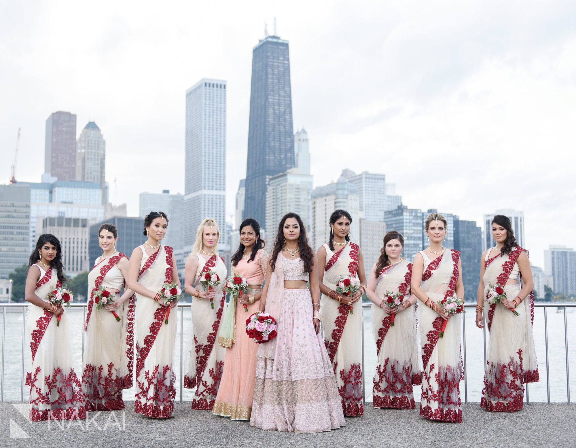 chicago Indian wedding photographer olive park bridal party