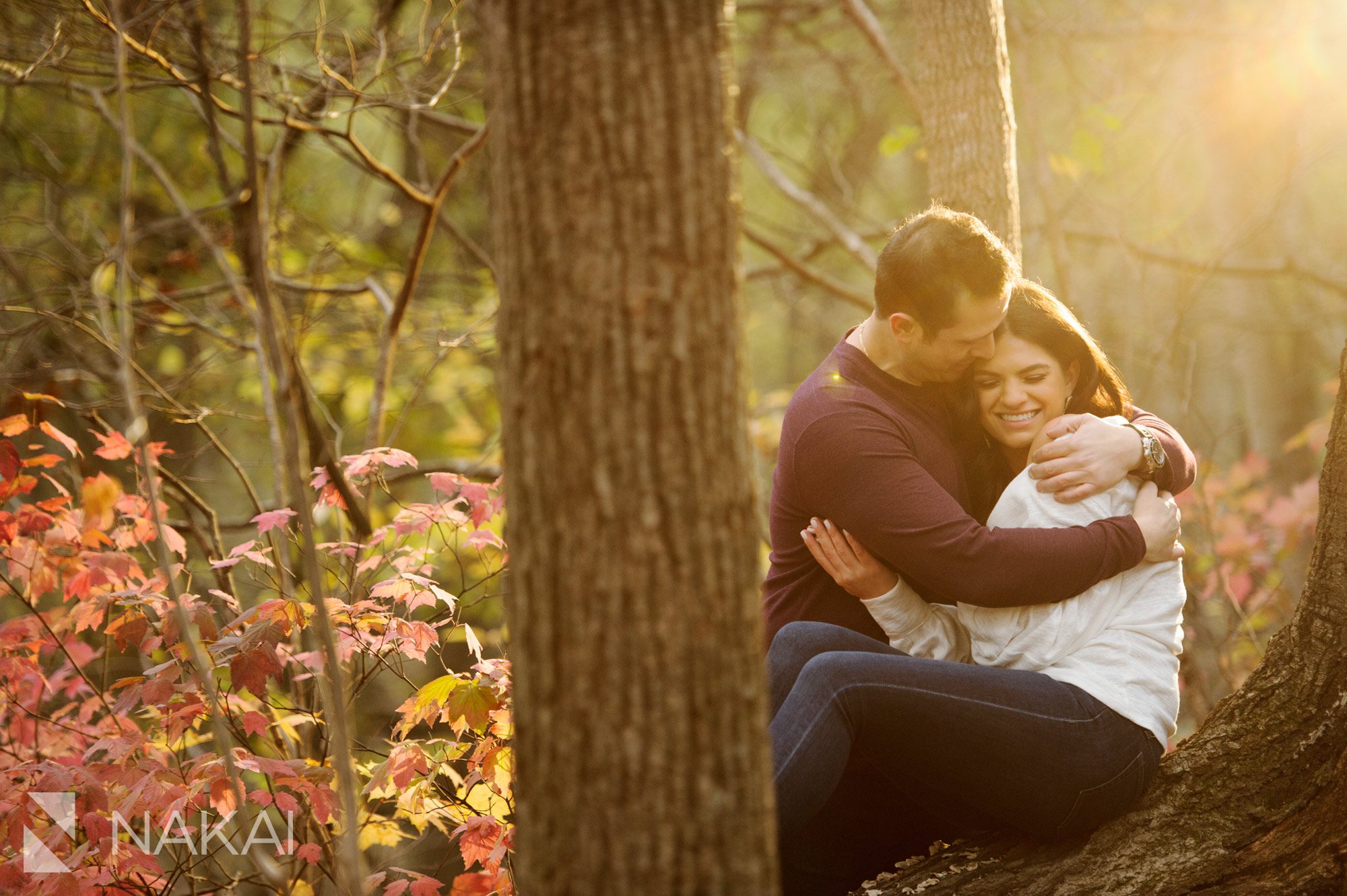 fall chicago engagement photos couple