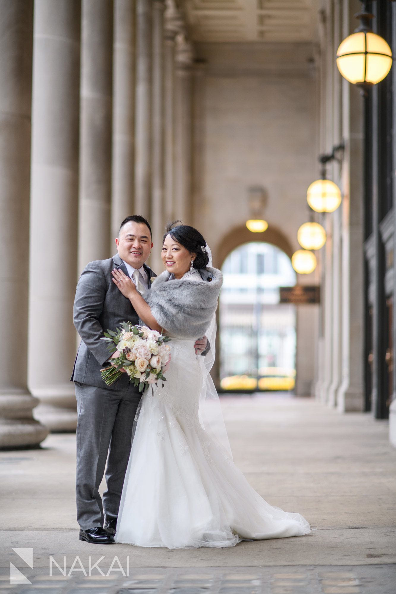 chicago union station wedding photos bride groom