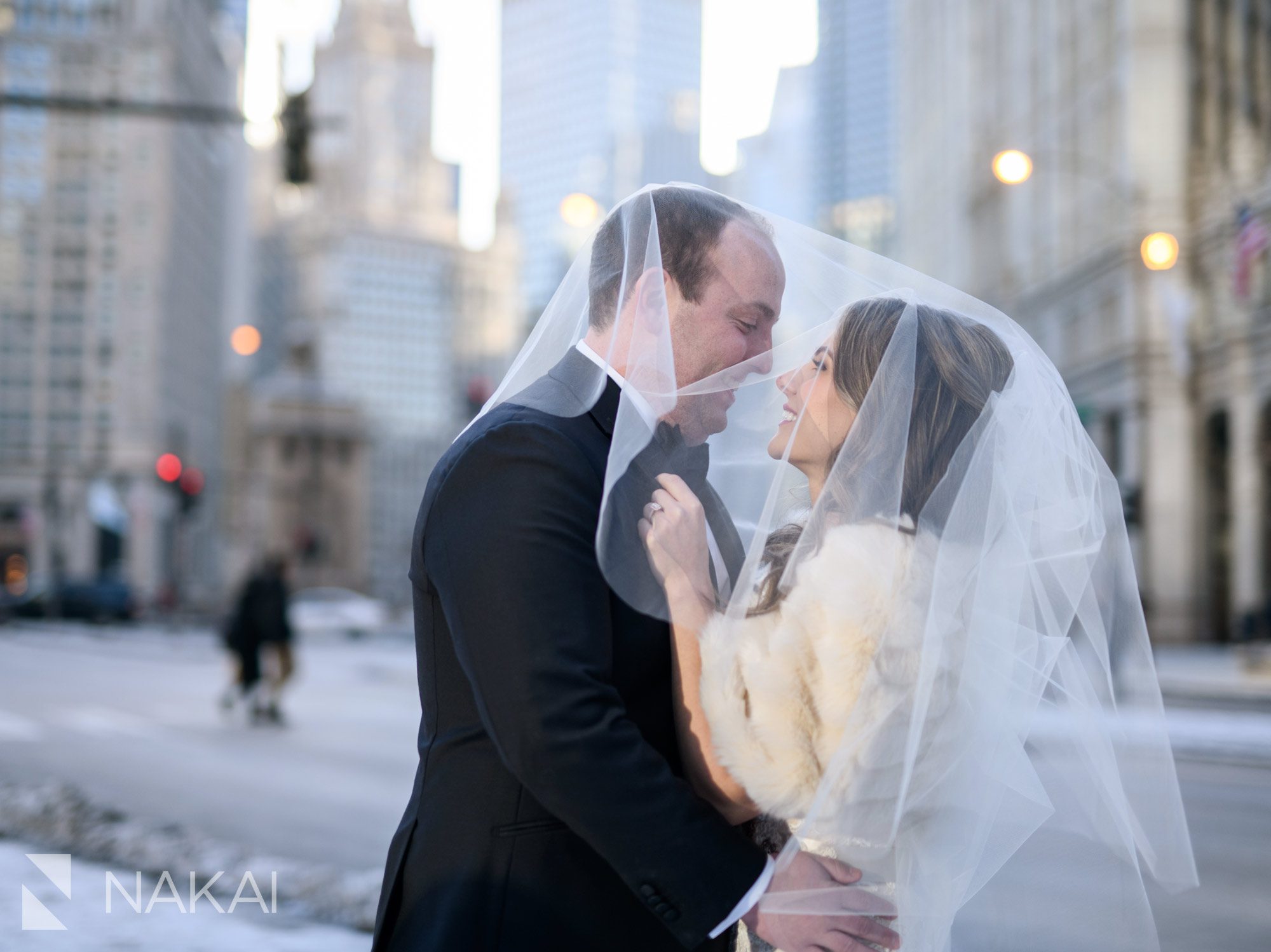 chicago intercontinental Michigan avenue winter wedding photos