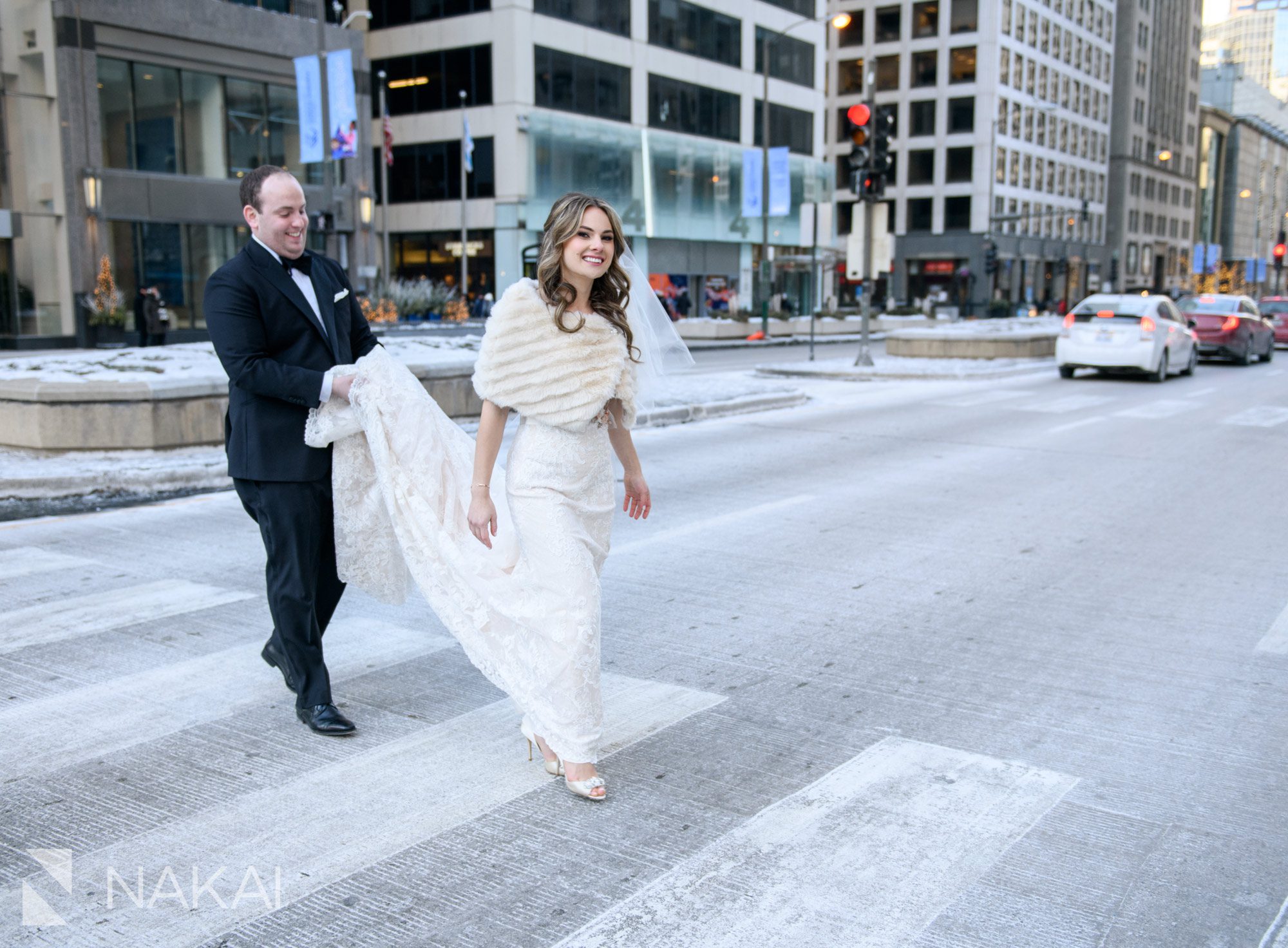 chicago intercontinental magnificent mile winter wedding photos