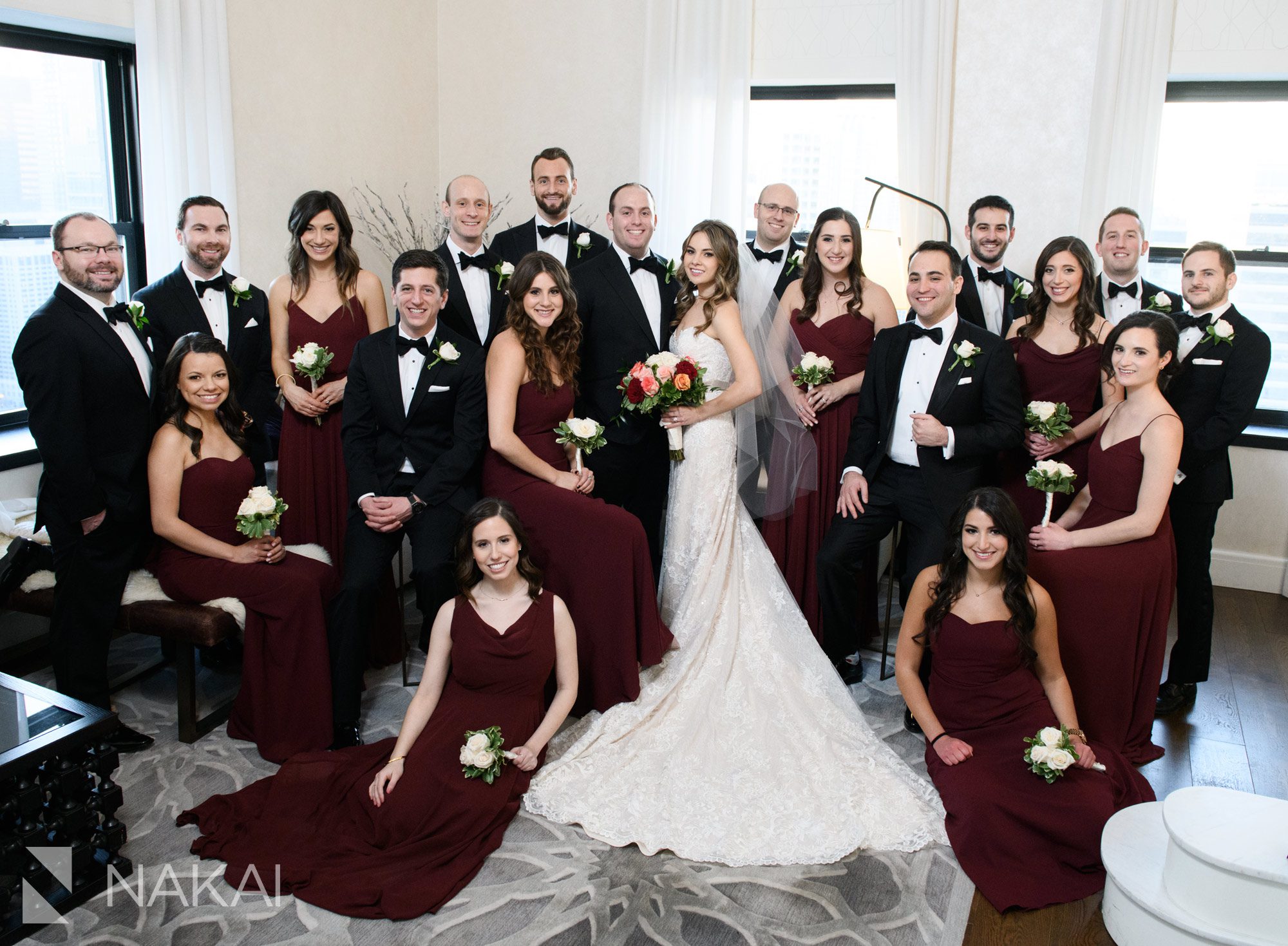 intercontinental chicago magnificent mile wedding picture bridal party