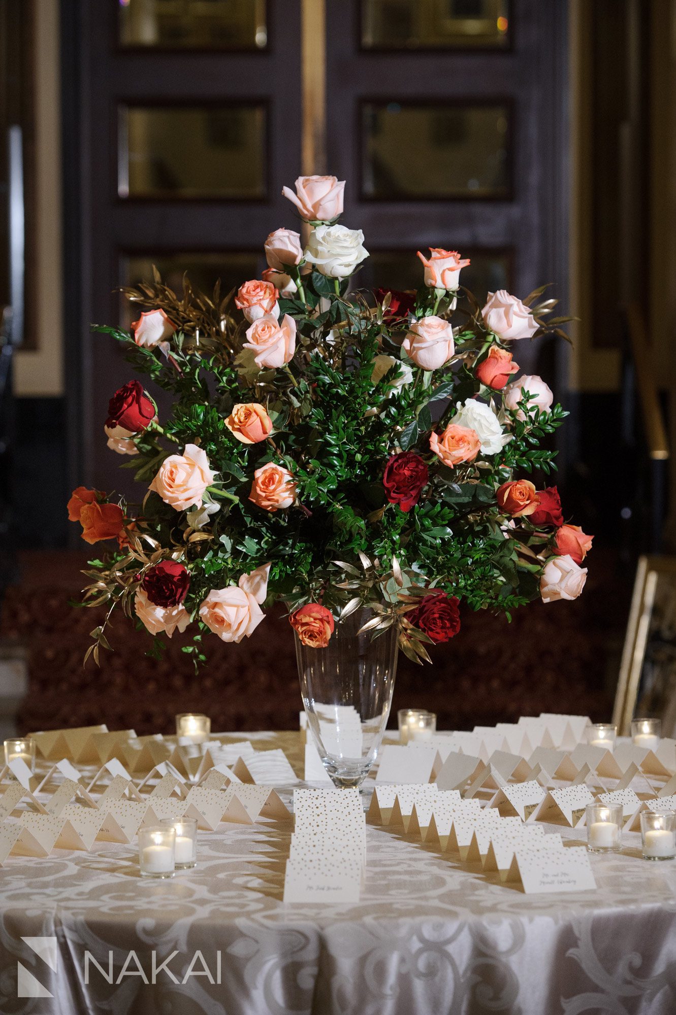 chicago intercontinental wedding picture escort card table