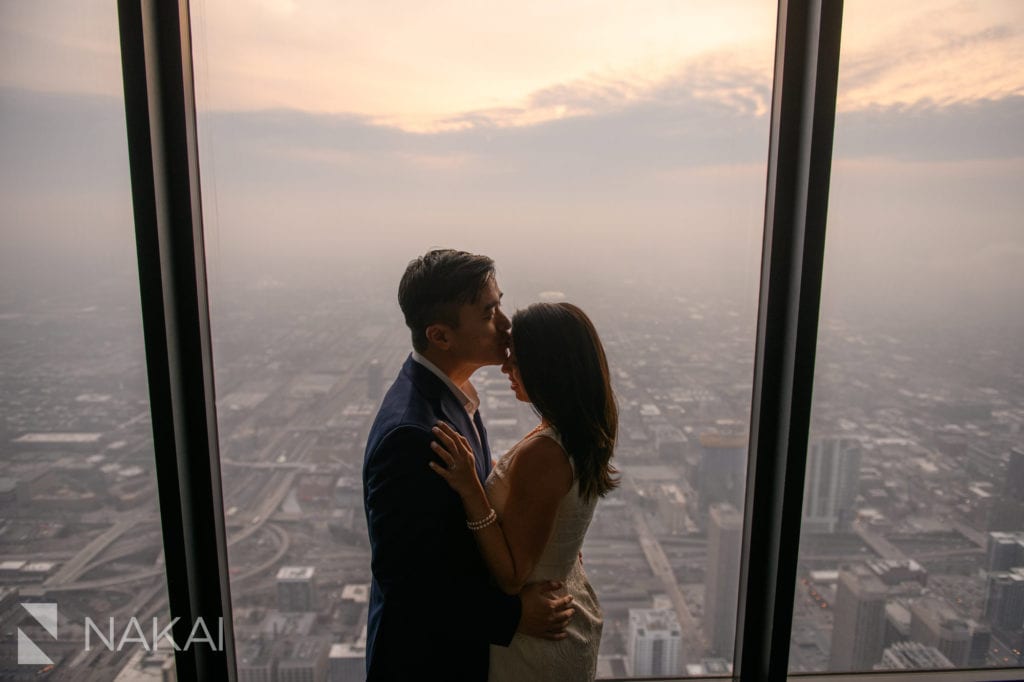 Skydeck Willis Tower Engagement Photos Skyline at Adler Planetarium