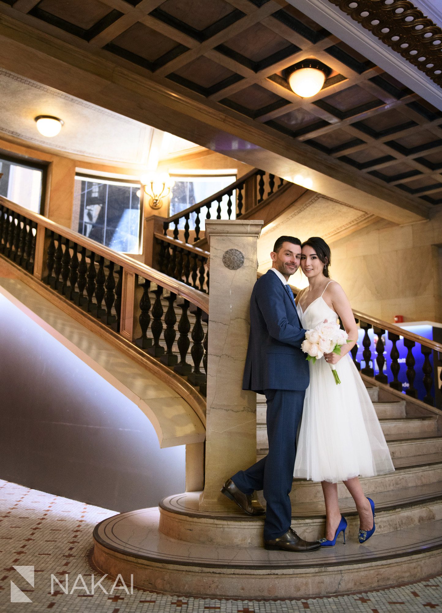 Chicago Cultural Center wedding photographer staircase