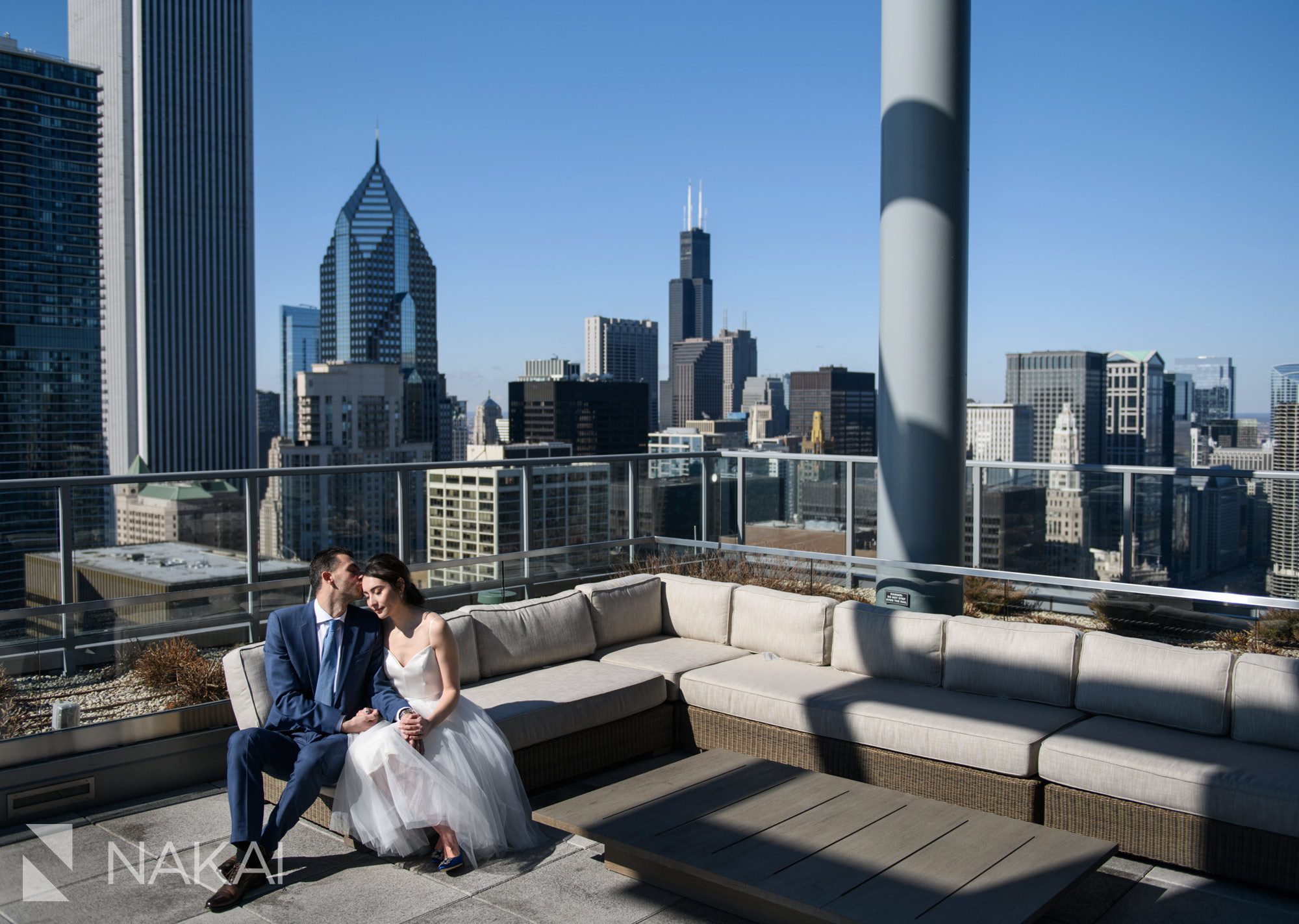 rooftop Chicago wedding picture skyline