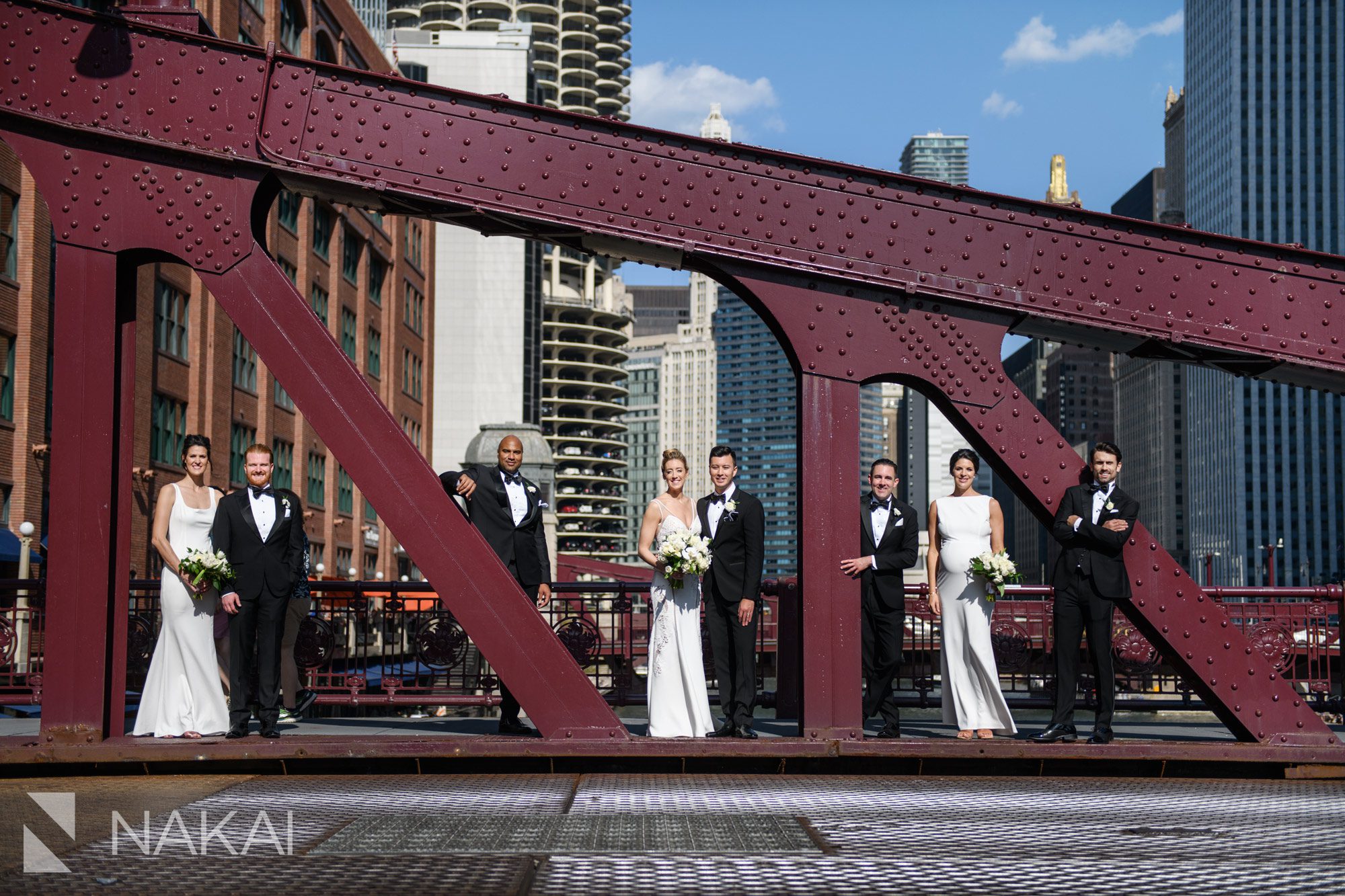 Lasalle st wedding photo Chicago bridge bridal party