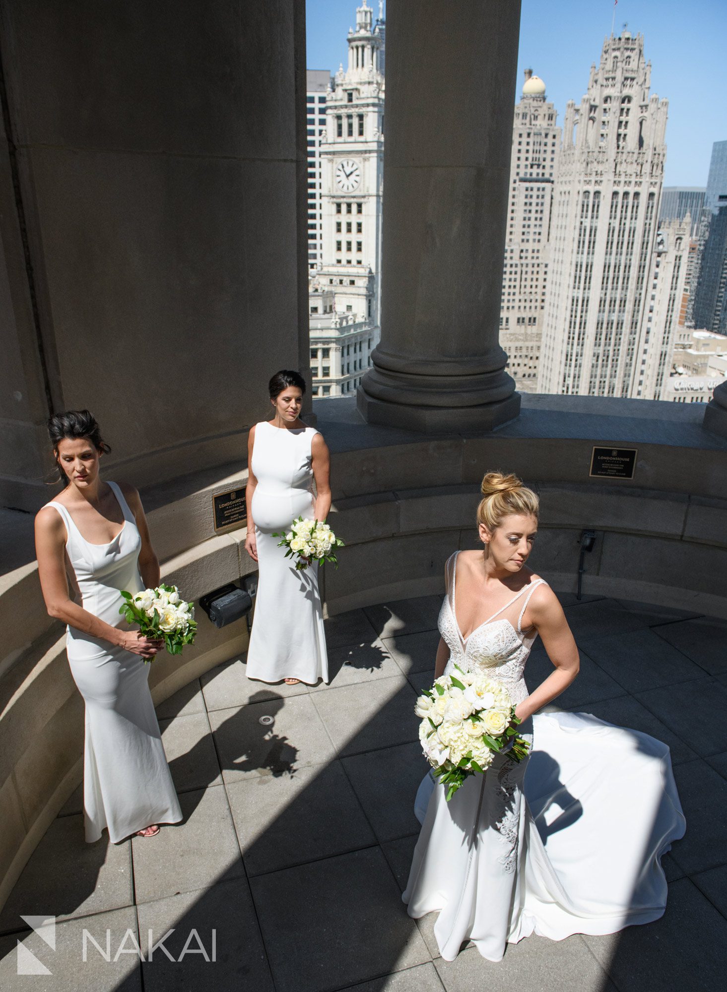 londonhouse Chicago wedding photographer cupola rooftop bride  bridesmaids