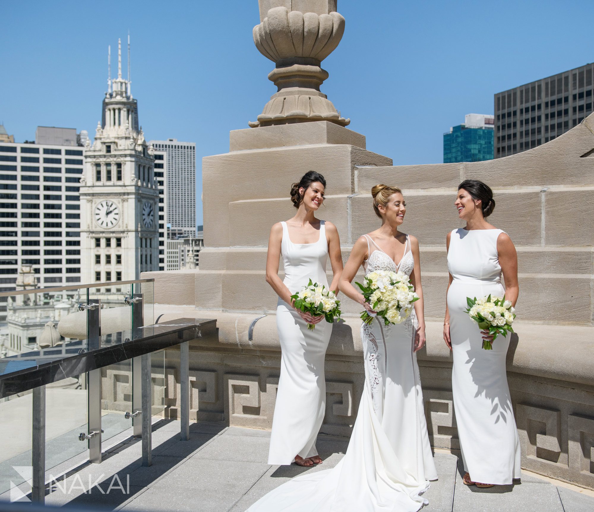 londonhouse Chicago wedding photographer cupola rooftop bride  bridesmaids