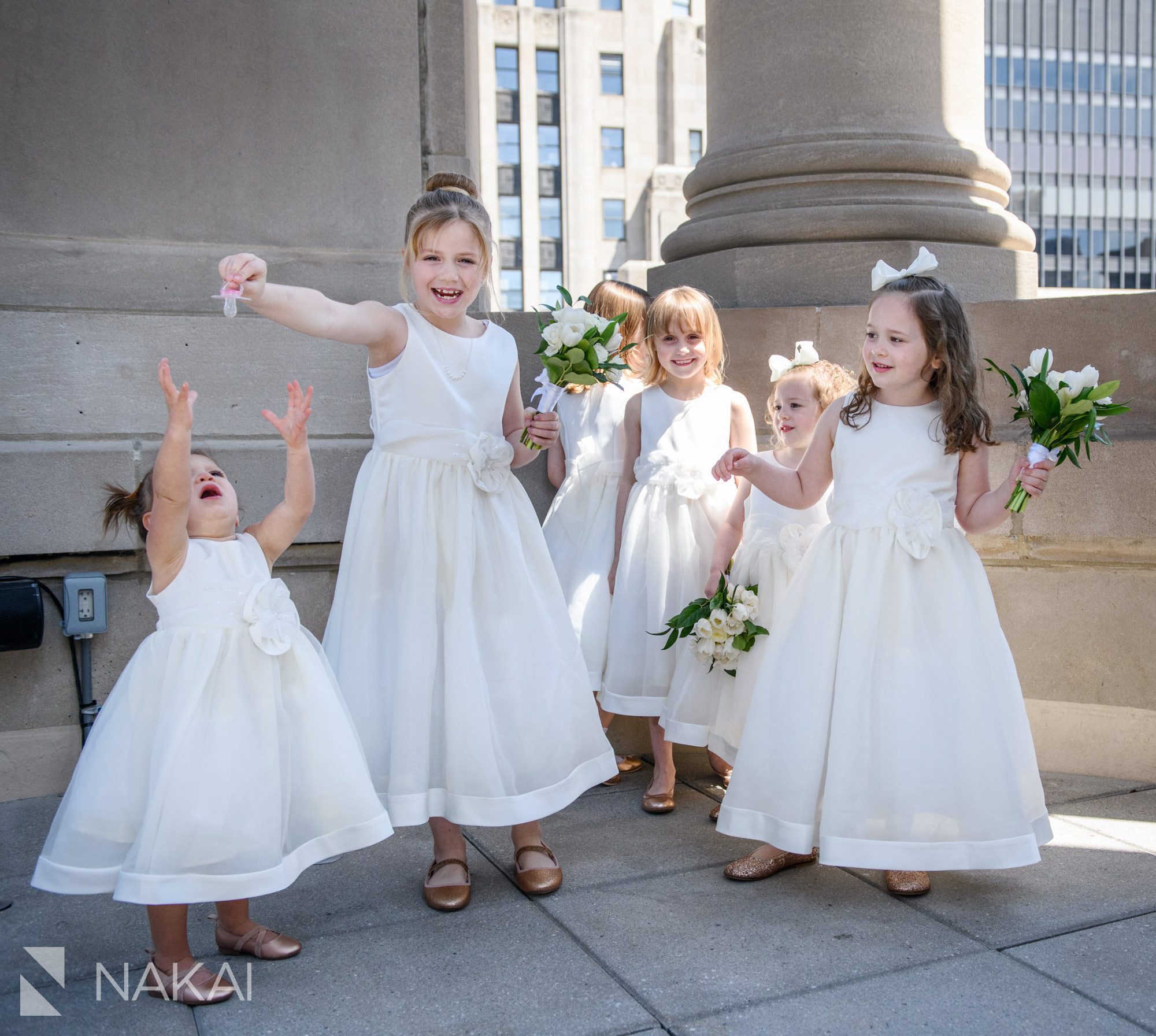 londonhouse Chicago wedding photographer cupola rooftop flower girls