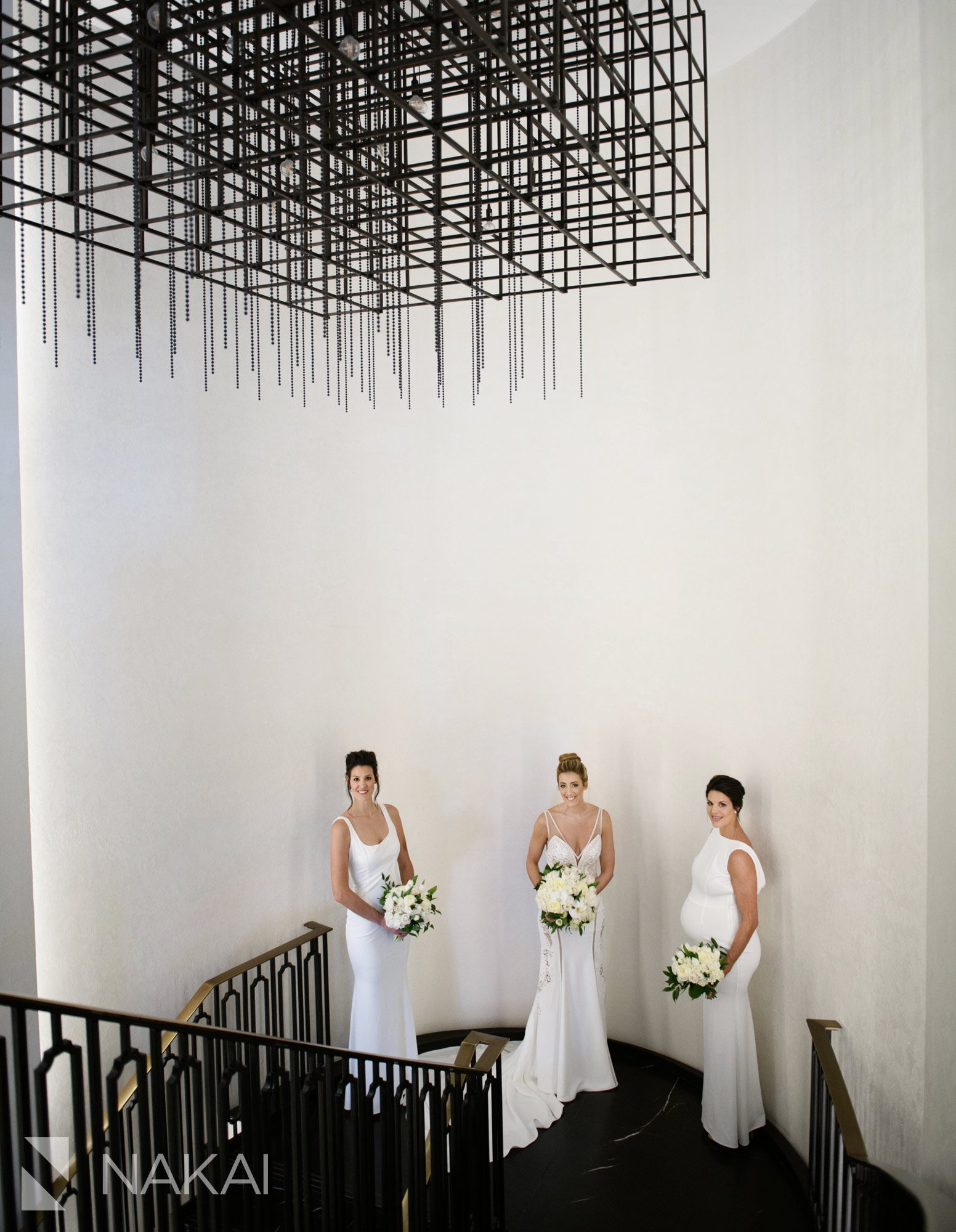 londonhouse Chicago wedding picture lobby bride staircase